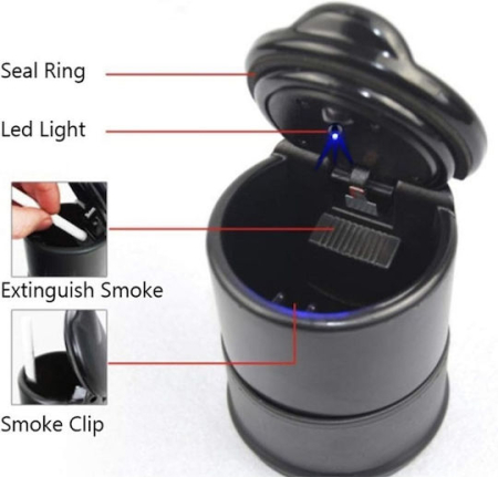 Scrumieră Auto cu LED și Clește pentru Țigară, Design Compact pentru Suport Pahare, Ușor de Curățat engross [1]