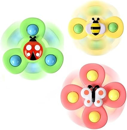 Produse si jucarii pentru copii engross - Set 3 Jucării Interactive cu Ventuză pentru Bebelusi Albina/Fluture/Buburuza, Spinner Senzorial, Culori Vii, ABS Sigur, 1-2 Ani engross