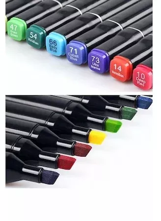 Set 36 Markere Duble Profesionale, Culori Vibrante Permanente, pentru Desen, Schițe, Manga, Anime, cu Geantă inclusa [2]