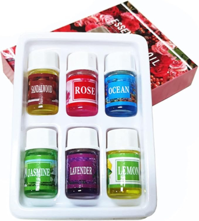Casa si Bucatarie - Set 6 uleiuri esențiale, 6 x 3 ml, Trandafir, Lămâie, Iasomie, Lavandă, Portocală dulce, Arbore de ceai, Pure, Naturale, Vegane