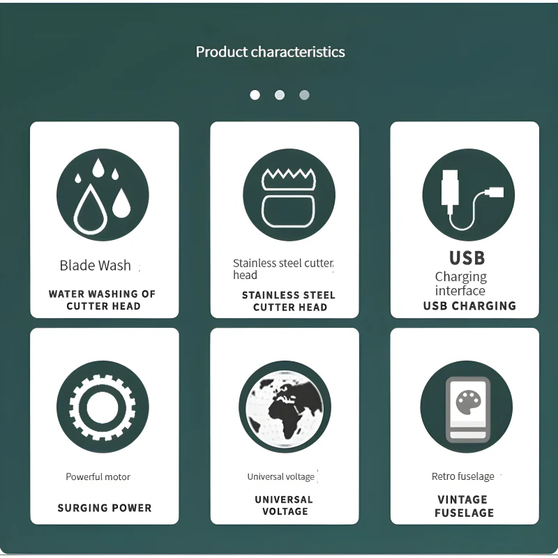 Set Aparat de Tuns Vintage 3 în 1 – USB, Tuns, Ras și Trimmer Nas engross [1]