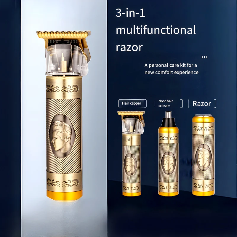 Set Aparat de Tuns Vintage 3 în 1 – USB, Tuns, Ras și Trimmer Nas engross [11]