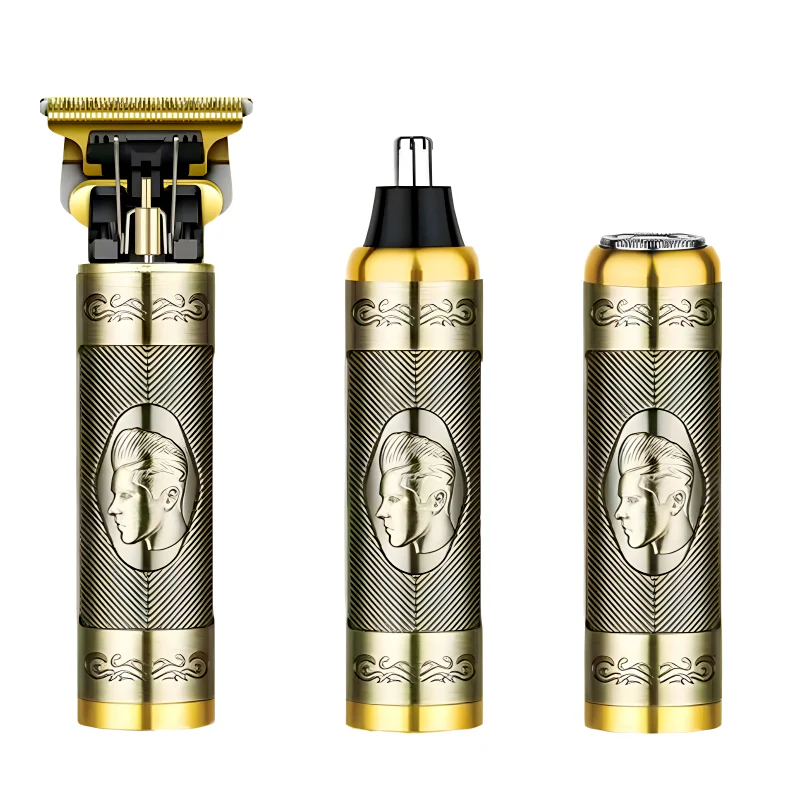Set Aparat de Tuns Vintage 3 în 1 – USB, Tuns, Ras și Trimmer Nas engross [6]