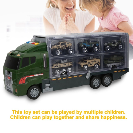 Set Camion Trailer de Jucărie 24 Piese – Interactiv, Fricțiune, Mecanism Pull-Back, 3–7 Ani [7]