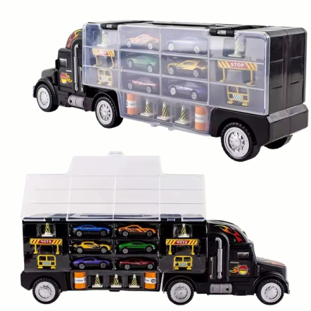 Set Camion Trailer TIR cu 8 Mașinuțe și Accesorii – Scara 1:22, Material Durabil engross [1]