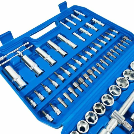 Set Chei Tubulare 108 Piese, Oțel Crom Vanadiu, Cutie Inclusă, Profesional și Versatil pentru Reparatii Auto, Mecanica și Uz Casnic [4]