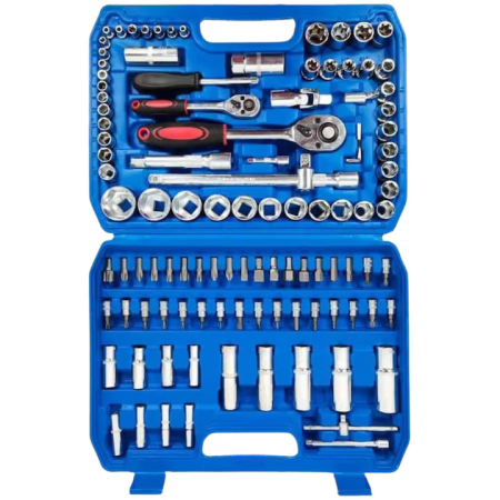 Set Chei Tubulare 108 Piese, Oțel Crom Vanadiu, Cutie Inclusă, Profesional și Versatil pentru Reparatii Auto, Mecanica și Uz Casnic [3]