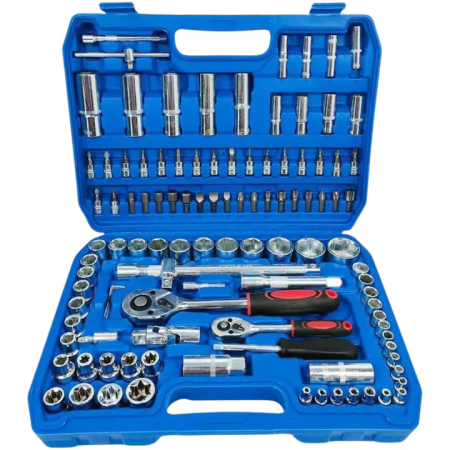 Scule Electrice si Unelte - Set Chei Tubulare 108 Piese, Oțel Crom Vanadiu, Cutie Inclusă, Profesional și Versatil pentru Reparatii Auto, Mecanica și Uz Casnic