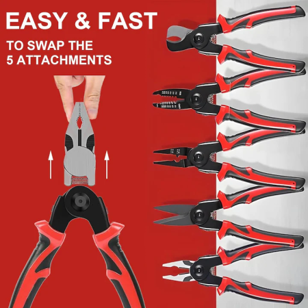 Set cleste multifunctional 5 în 1, Oțel premium, Cleste, Foarfeca, Taietor cabluri, Sertizare, Dezipare, Maner anti-alunecare [2]