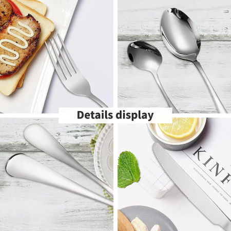 Set Tacâmuri 24 Piese din Inox – Cutite, Linguri, Furculițe și Lingurițe, Design Elegant cu Finisaj Lucios, Argintiu [5]