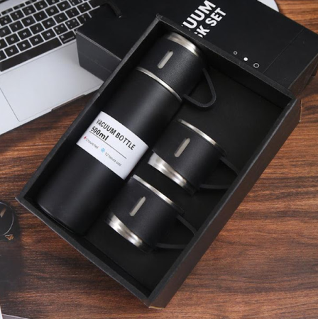 Set termos 500 ml și 3 cești 150 ml, 4 piese, design compact,ideal pentru calatorii culori diverse [3]