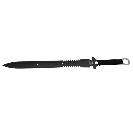Set topor multifuncțional de camping cu cuțit și accesorii de supraviețuire + sabie de vânătoare cu teacă inclusă, oțel 440C, dimensiuni 35.5 cm / 68.5 cm [2]