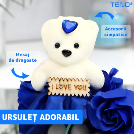 Set Ursuleț de Pluș + 6 Trandafiri Roșii din Săpun Parfumat, Cutie Elegantă engross [4]