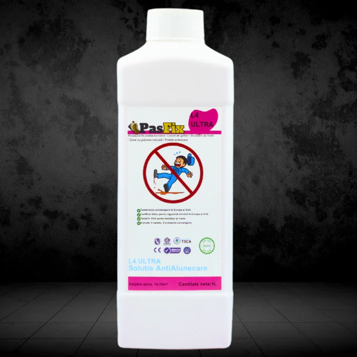 Casa si Bucatarie - Soluție antialunecare PasFix L4 ULTRA 1L, protecție profesională pentru suprafețe lucioase, zone cu grăsime și exterior, acoperire 15–20 m², efect până la 12 luni, tehnologie Nano System