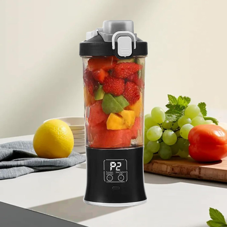 Storcător de fructe portabil, multifuncțional, 600 ml, baterie 1500 mAh, încărcare USB Type-C, zdrobire rapidă, cană dublă utilizare, iluminare LED [6]