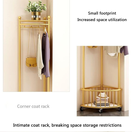 Suport Colt pentru Haine, Organizator cu Raft Pantofi, Șină de Haine Independentă, Spații Mici, Asamblare Ușoară, Dimensiuni 30x41x160 cm [2]