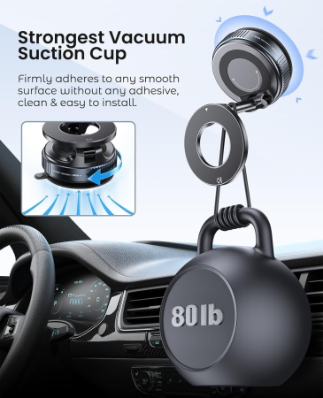 Suport Magnetic pentru Telefon cu Rotire 360°, Suport Auto cu Ventuză, Hands-Free, Compatibil cu Toate Smartphone-urile, Ideal pentru Mașină, Oglindă, Duș și Sală de Sport [5]