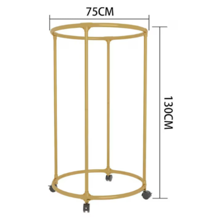 Suport rotund pentru haine, Oțel inoxidabil, Cu roți, Diametru bară 130 cm, Capacitate 40 kg, Auriu [1]