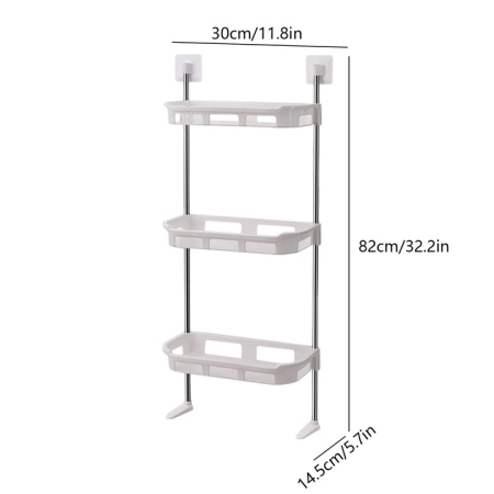 Suport Toaletă și Organizator de Baie, Alb, 40x30x5 cm, Plastic Rezistent la Apă, Set cu 4 Cârlige Detașabile, Instalare Fără Unelte [4]