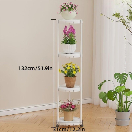 Rafturi, Organizatoare si Suporturi - Suport Vertical pentru Ghivece – 4 Niveluri, Alb, 132x31 cm, Ideal pentru Plante de Interior și Exterior