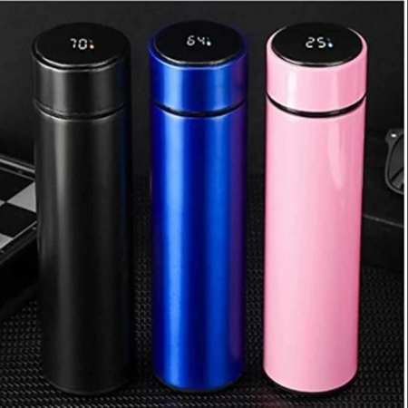 Casa si Bucatarie - Termos Smart cu Afișaj LED, 500 ml, Negru/Roz/Albastru , Monitorizare Temperatura și Design Compact pentru Băuturi Calde și Reci