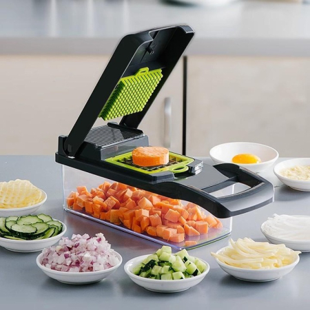 Tocător Profesional 16-în-1 pentru Legume, cu Lame Inox Rezistente, 32x11x11 cm, Sistem Multifuncțional de Feliere și Răzuire [6]