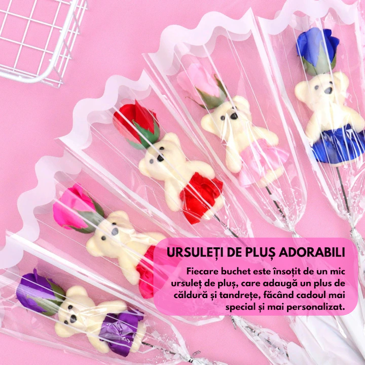 Trandafiri Artificiali cu Ursuleți de Plus – Cadouri Elegante pentru Nuntă, Aniversări, Valentine’s Day și Evenimente Speciale engross [8]