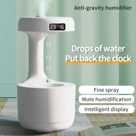 Umidificator Anti-Gravity Ultrasunete 800ml cu LED, Funcție Anti-Dry și Lumină Ambient – Alb Mat engross [3]
