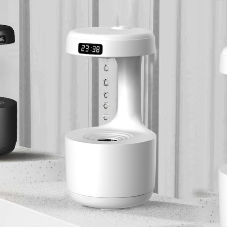 Umidificator Anti-Gravity Ultrasunete 800ml cu LED, Funcție Anti-Dry și Lumină Ambient – Alb Mat engross [2]