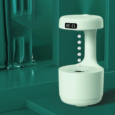 Umidificator Anti-Gravity Ultrasunete 800ml cu LED, Funcție Anti-Dry și Lumină Ambient – Alb/ Verde [11]