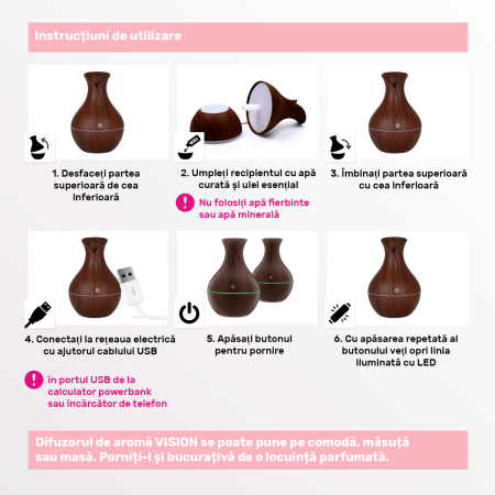 Umidificator Aromaterapie Maro, 130 ml, 30 ml/h, 1,49 W, Dimensiuni 9,5x15 cm, Autonomie 4h cu Oprire Automată, Alimentare USB [9]