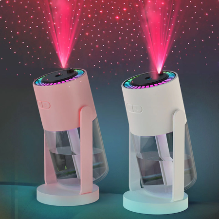 Casa si Bucatarie - Umidificator Portabil cu Proiecție Cer Înstelat, 280 ml, Funcție Temporizare, 8 Ore Autonomie, 16,5x8 cm, Ideal pentru Dormitor și Birou