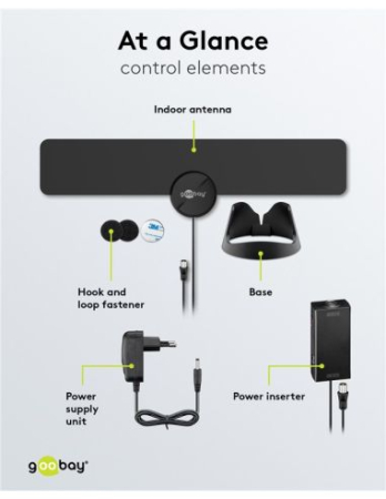 Antenă digitală terestră 4G/LTE, ultra-subțire, activă, Full HD DVB-T2 pentru interior Goobay 67183 [3]