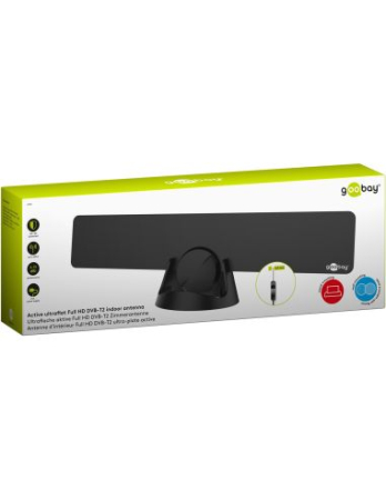 Antenă digitală terestră 4G/LTE, ultra-subțire, activă, Full HD DVB-T2 pentru interior Goobay 67183 [1]