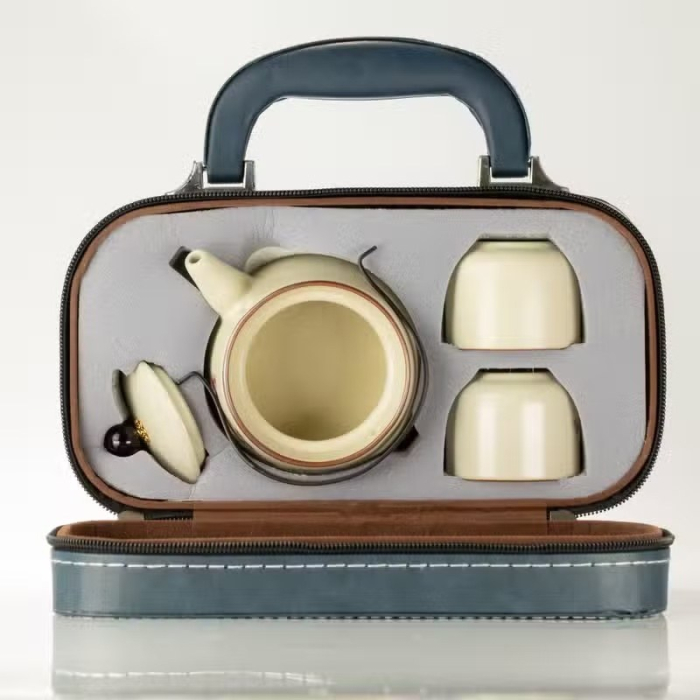 Set ceainic de călătorie cu două cești, model pisici [2]