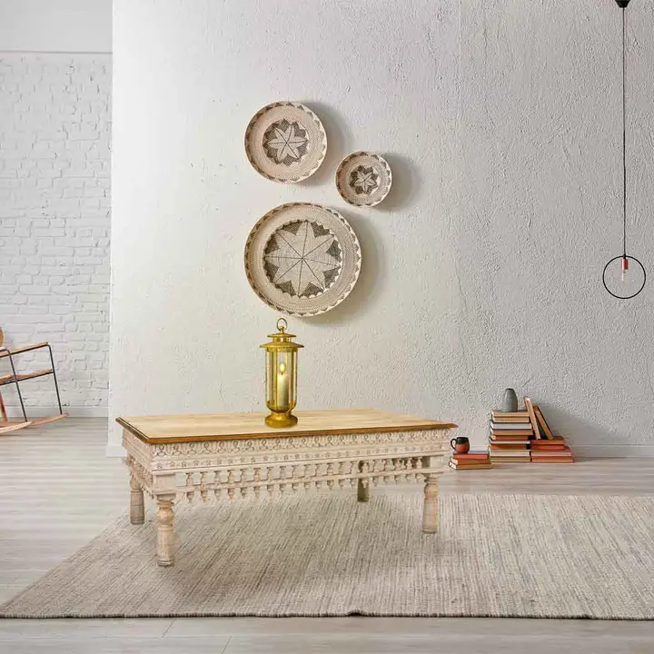 Măsuță de cafea indiană din lemn sculptat manual, 120 x 70 x 45 cm [2]
