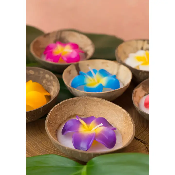 Lumanare floare mare in coaja naturala de cocos [2]