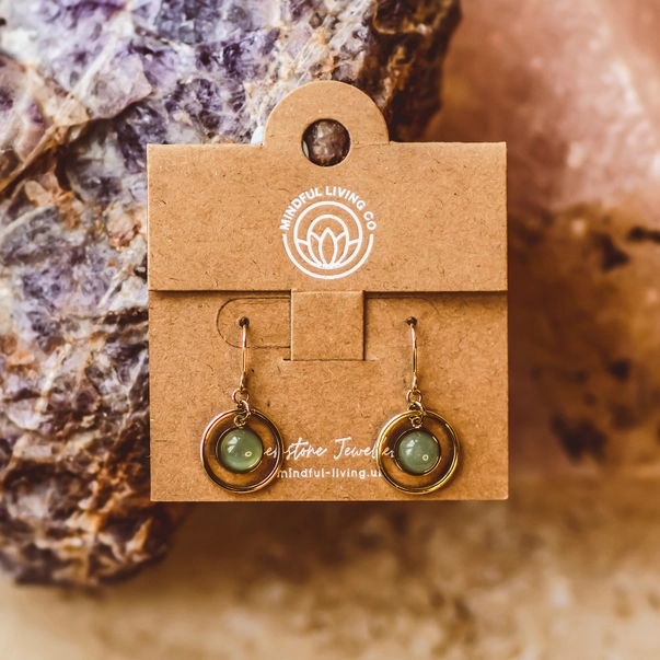 Cercei cu Aventurin, placati cu aur [2]