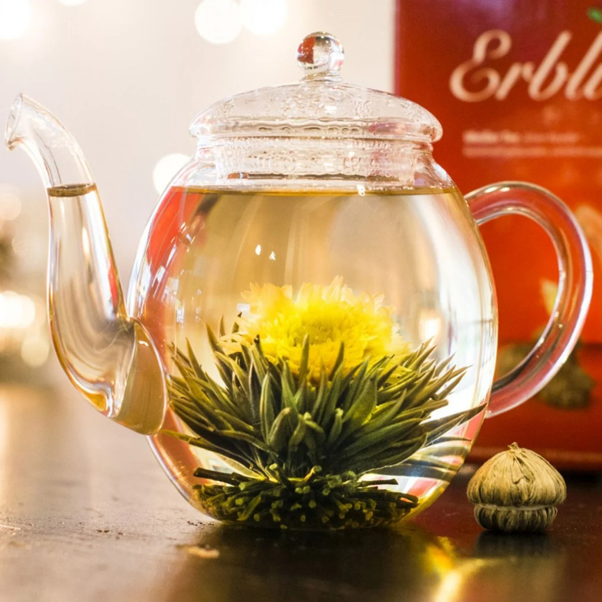 Set cadou Blooming Tea,ceai alb, cutie lemn în formă de inimă [2]