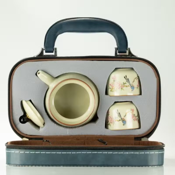 Set ceainic de călătorie cu două cești Blue Bird Qing Dynasty [2]