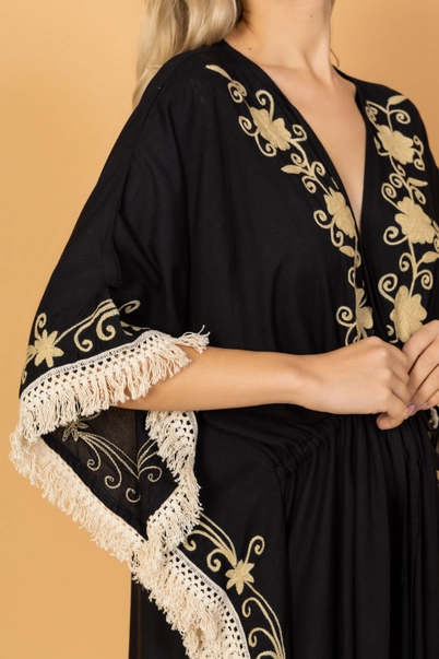 Kaftan kimono brodat Greece negru [4]