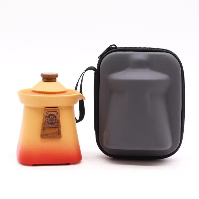 Set ceainic Templu cu trei căni, ceramică, 450 ml, portocaliu [2]