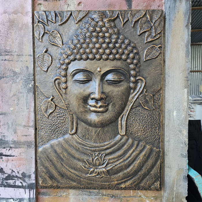 Decoratiune perete, Basorelief Buddha, 1 m, Auriu Antic [2]