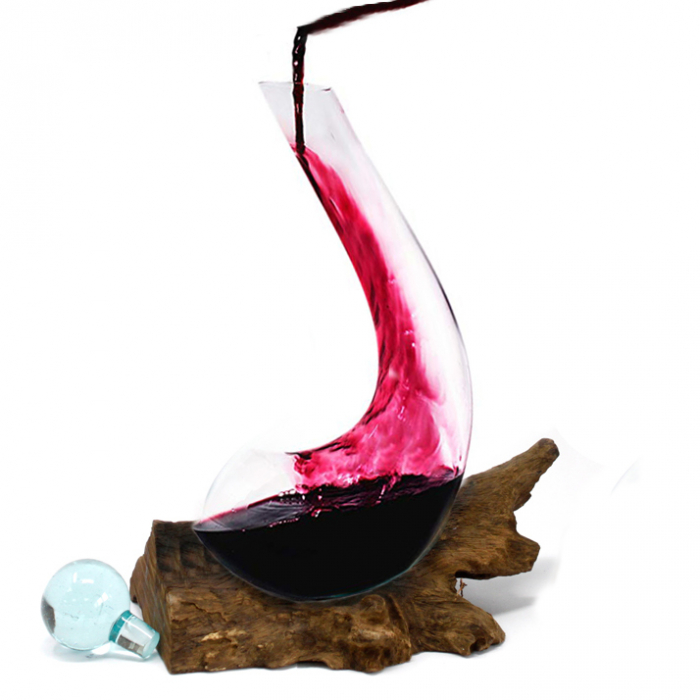Decantor din Sticla Topita pe lemn [2]