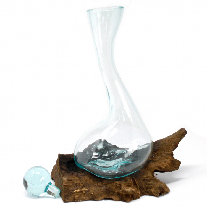 Decantor din Sticla Topita pe lemn [3]