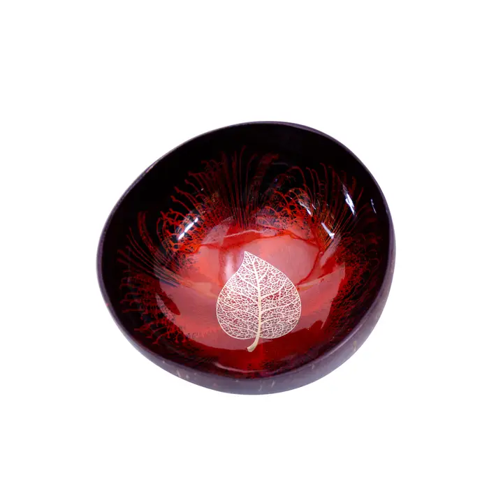 Bol din Cocos cu Model Frunza Aurie [3]