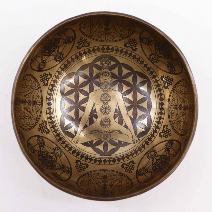 Bol Tibetan cantator cu Argint, 7 Chakre, 16 cm [2]