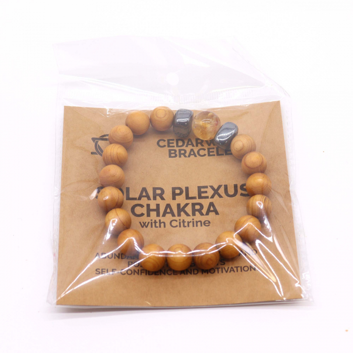 Bratara Chakra Plexului Solar, Citrin si Lemn de Cedru [3]