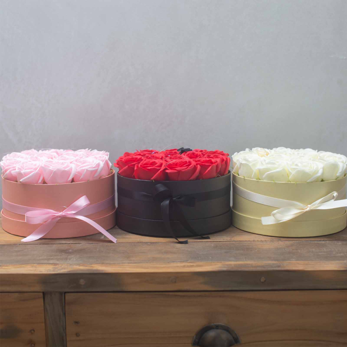 Buchet Flori de Sapun Cutie Rotunda- Rosu [5]