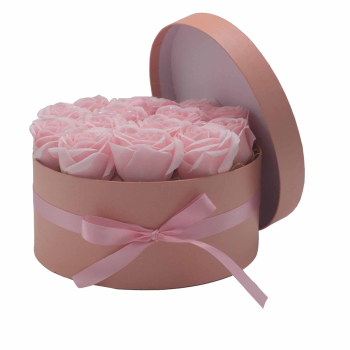 Buchet Flori de Sapun Cutie Rotunda- Roz [2]
